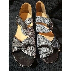 Ziera Black / Black & White Doxie Sandal 42 W US 10.5